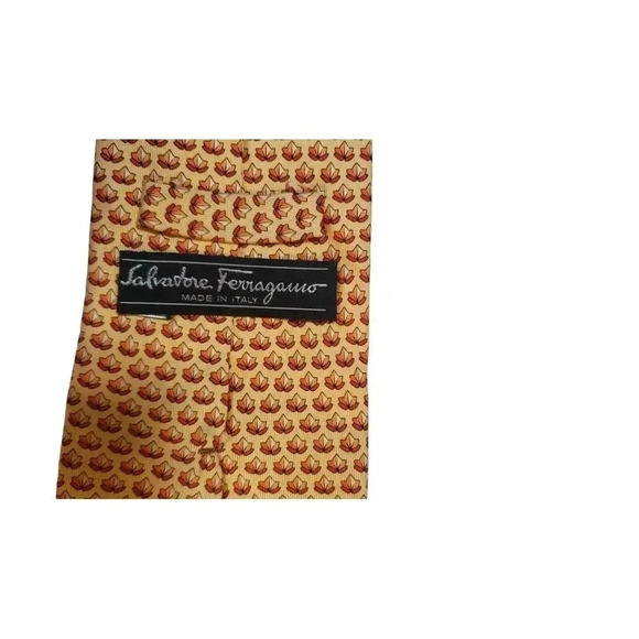 Salvatore Ferragamo Luxury Mens Fall Classic Leaf Print Silk Tie Designer Autumn - Picture 12 of 14